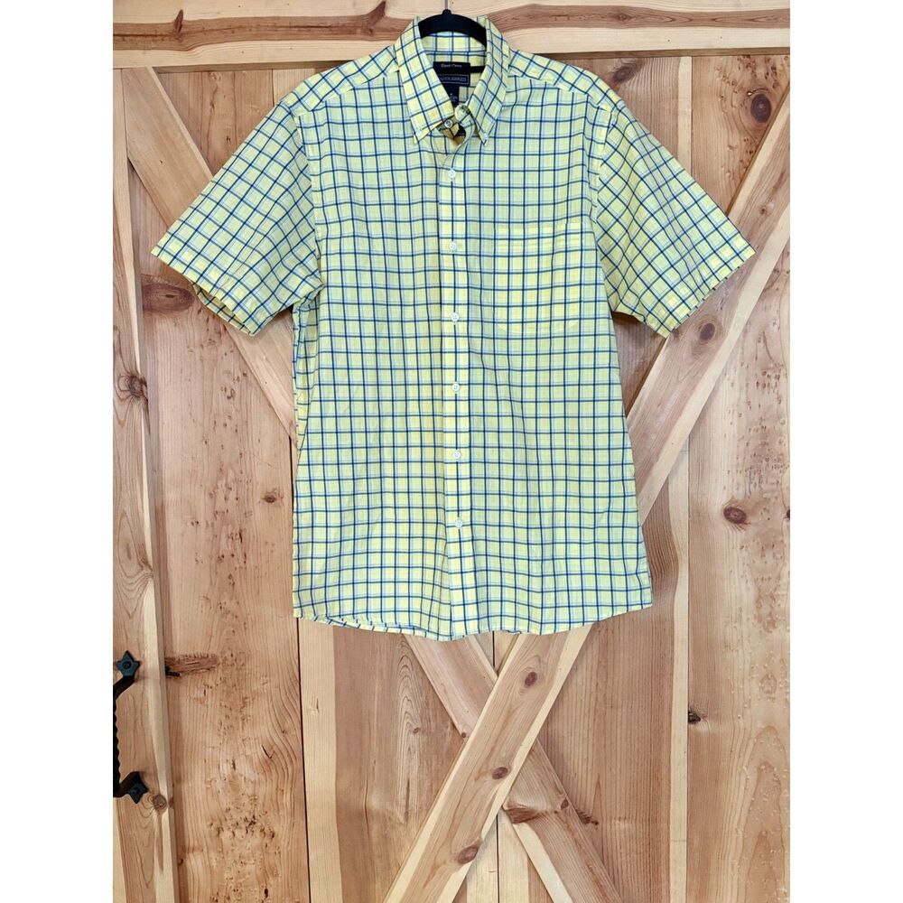 Saddlebred Easy Care Yellow Blue Plaid Shirt Mens Medium Preppy Dadcore Luxury